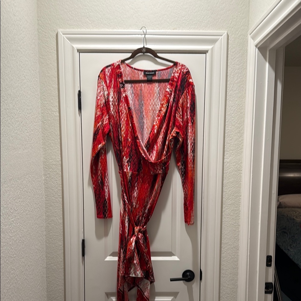 Ashley Stewart Red and Black Patterned dress